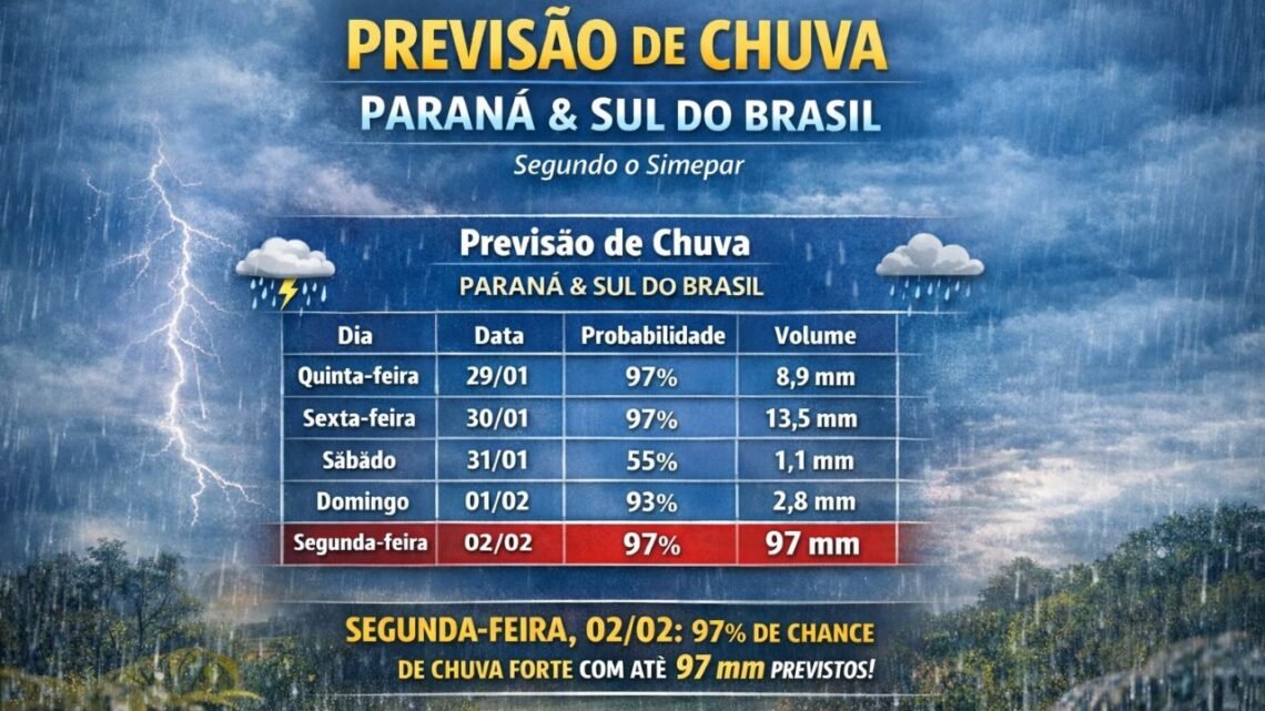Previsão do Tempo para o  Paraná: Semana Será Marcada por Calor Intenso, Pancadas de Chuva e Risco de Temporais