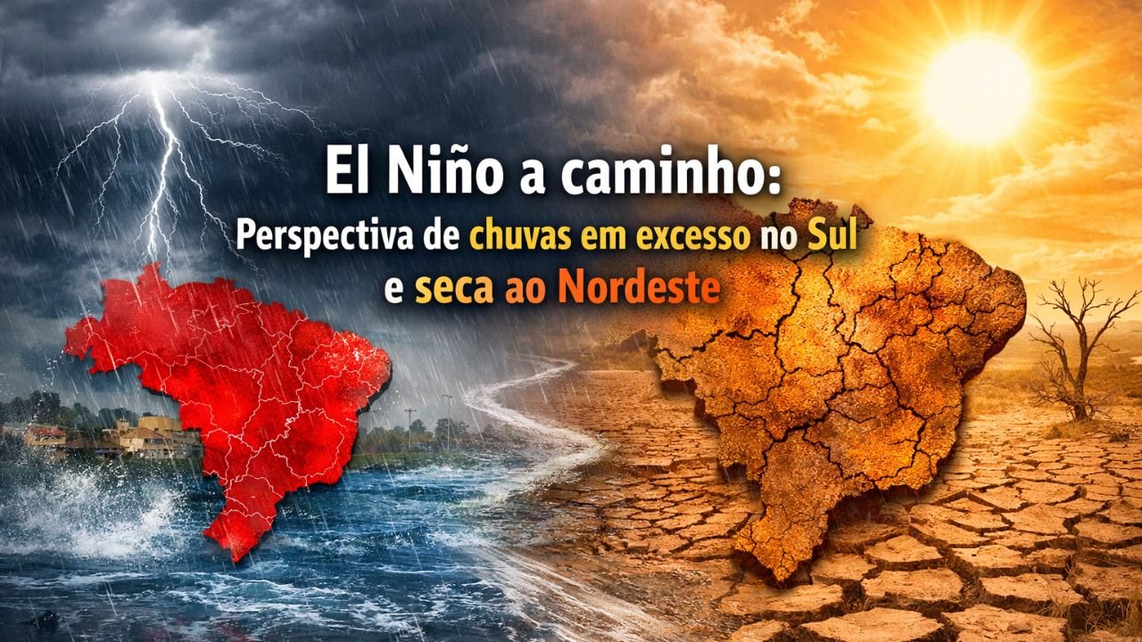 Imagem do artigo El Niño 2026 deve impactar principalmente o sul do Brasil com maior riscos de enchentes e estiagem no nordeste
