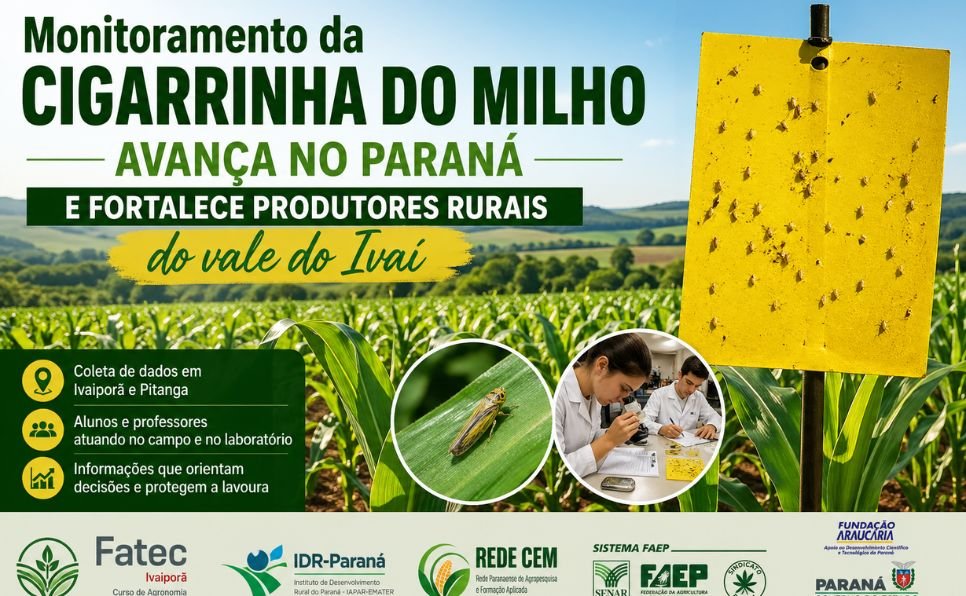 Fatec Ivaiporã passa a integrar rede estadual e reforça monitoramento da cigarrinha-do-milho na região central do Paraná