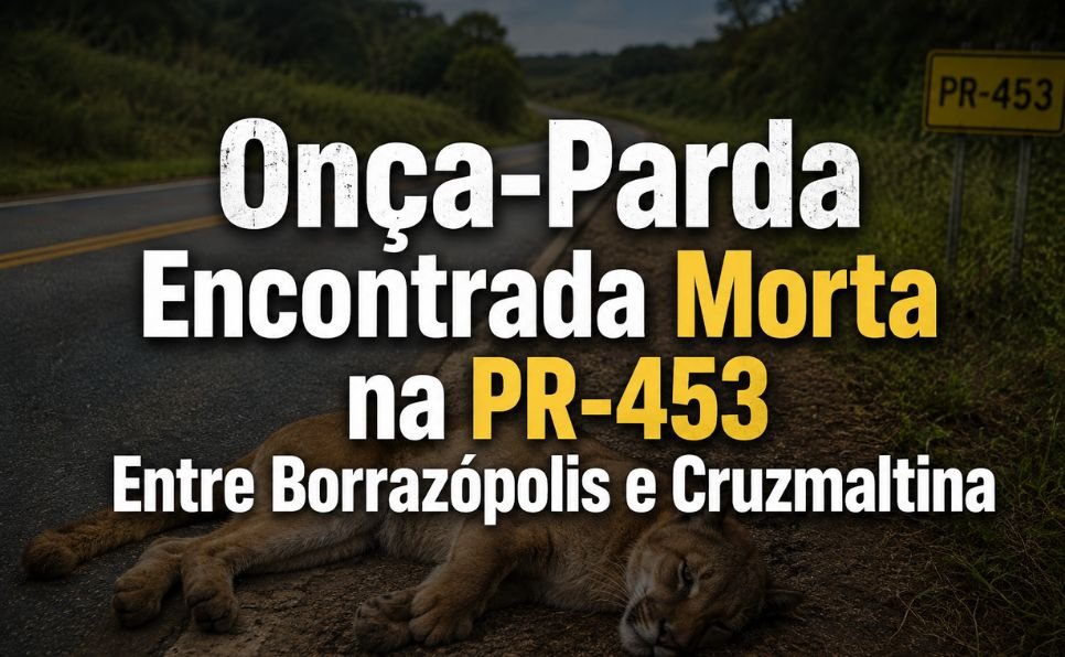 Imagem do artigo Onça-parda é encontrada morta na PR-453 entre Borrazópolis e Cruzmaltina